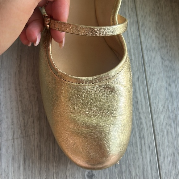 & Other Stories Metallic Gold Leather Flats 36 - Picture 3 of 10